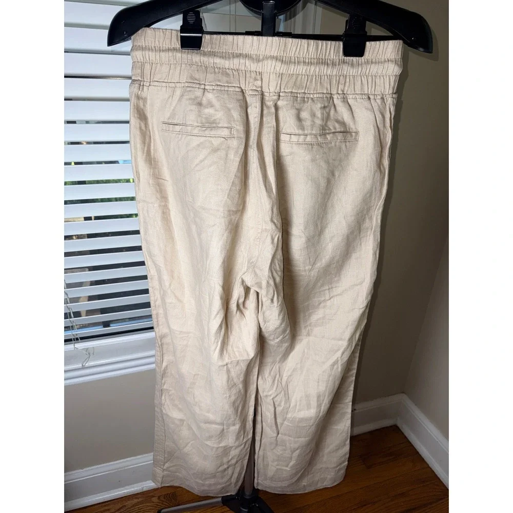 Quince 100% European Linen Wide Leg Pants Driftwood Beige Tan Medium NWT JDA01